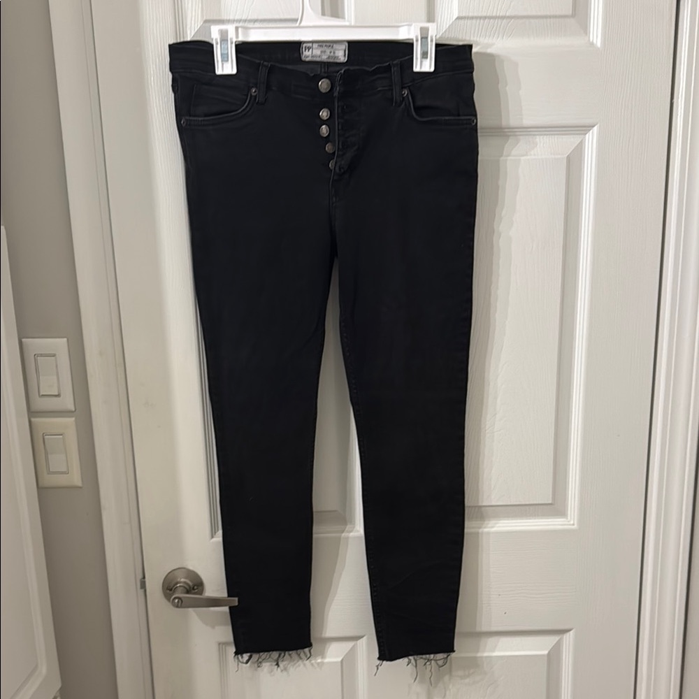 Free People High Rise Black Ankle Jeans